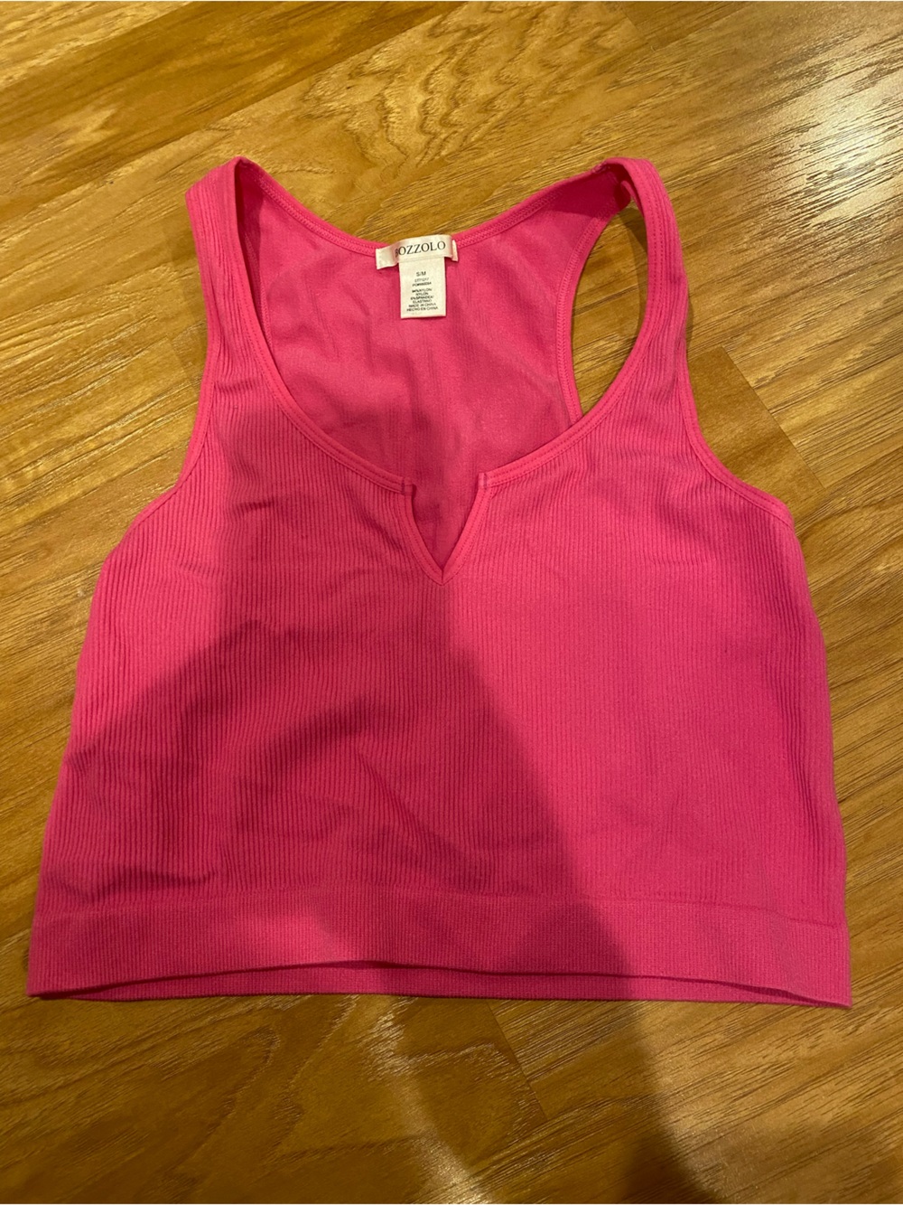 Bozzolo Hot Pink Ribbed V-Neck Bandeau Tank